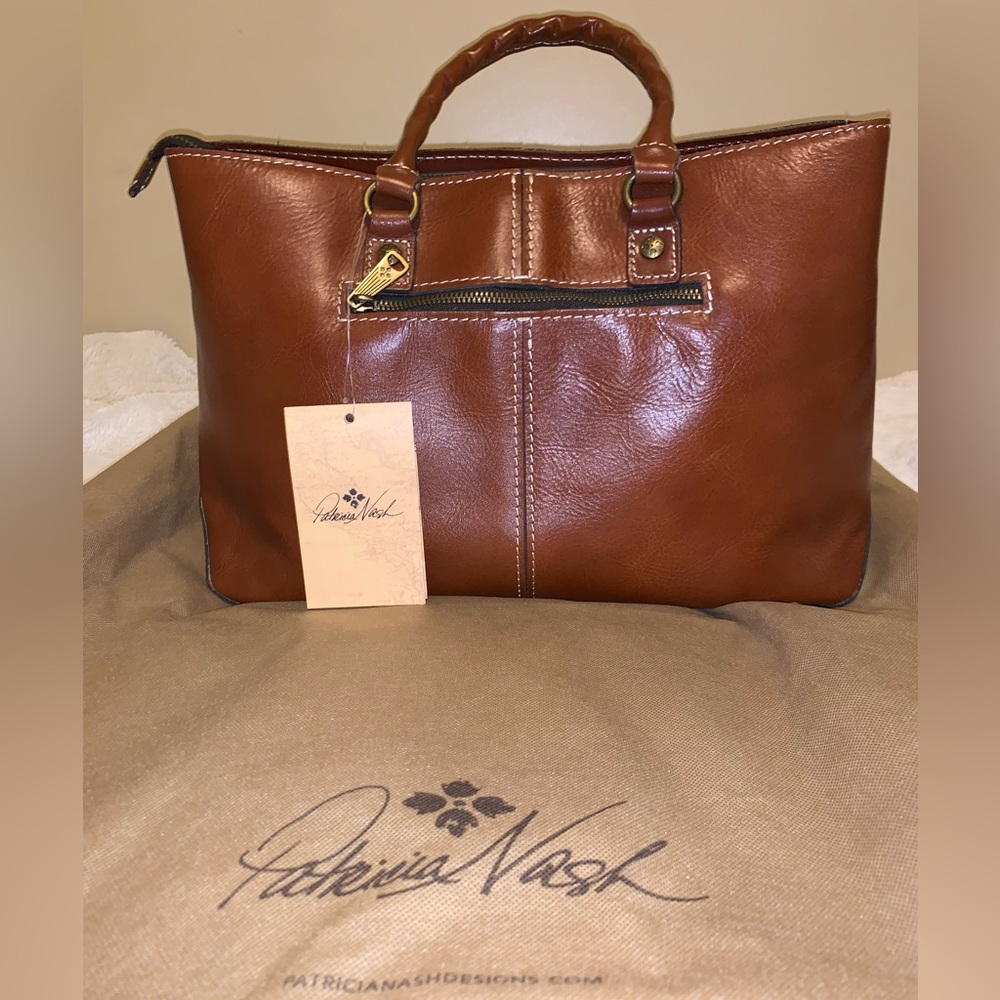 Patricia Nash Heritage Collection Valleria Italian Leather Tote Bag in Tan